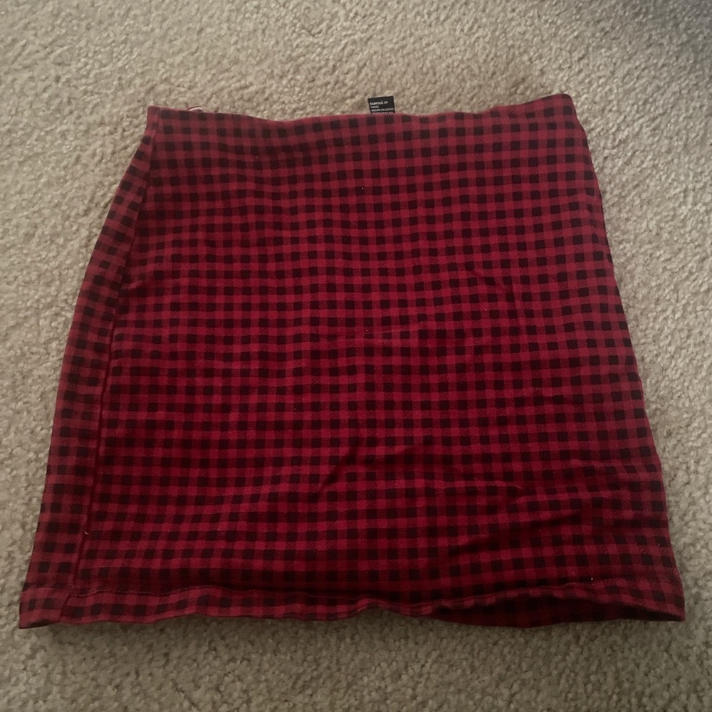 Red and Black Checkered Skirt